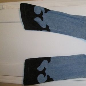 Velvet embellished jeans
